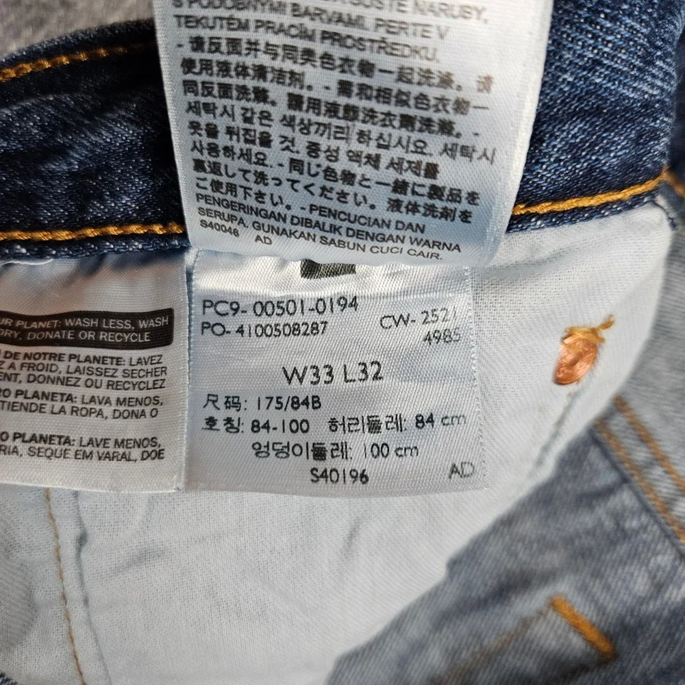 Levis 501 Original Fit Jeans Men's 33x32 Straight Leg Button Fly Denim Dark Wash